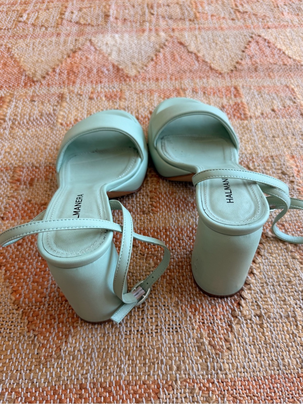 Halmanera Erika Leather Chunky Platfotm Sandals in Mint Aloe Leather Size 38.5 - Picture 7 of 12